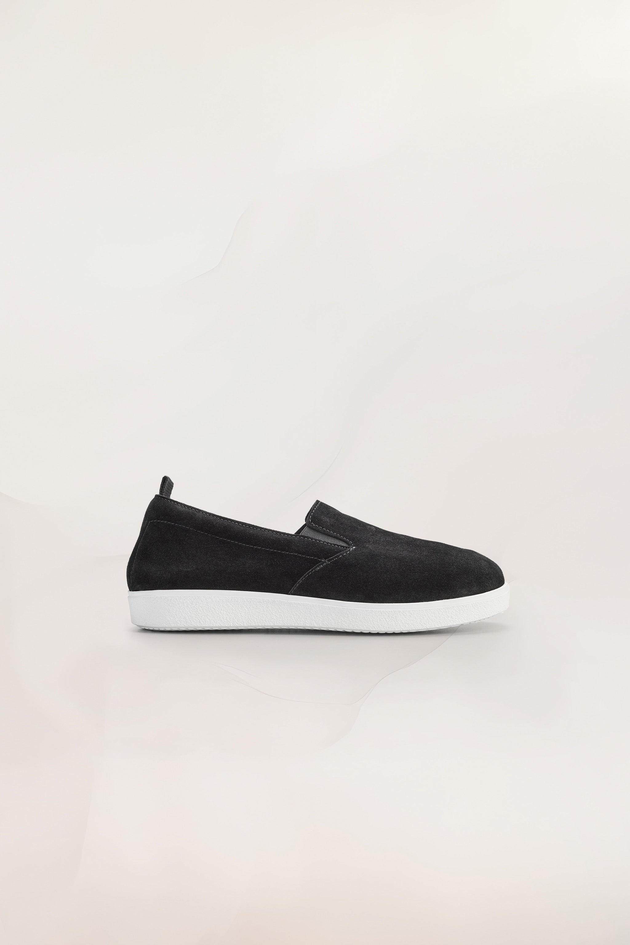 Womens Slip On Sneakers in Black Suede - Main Image