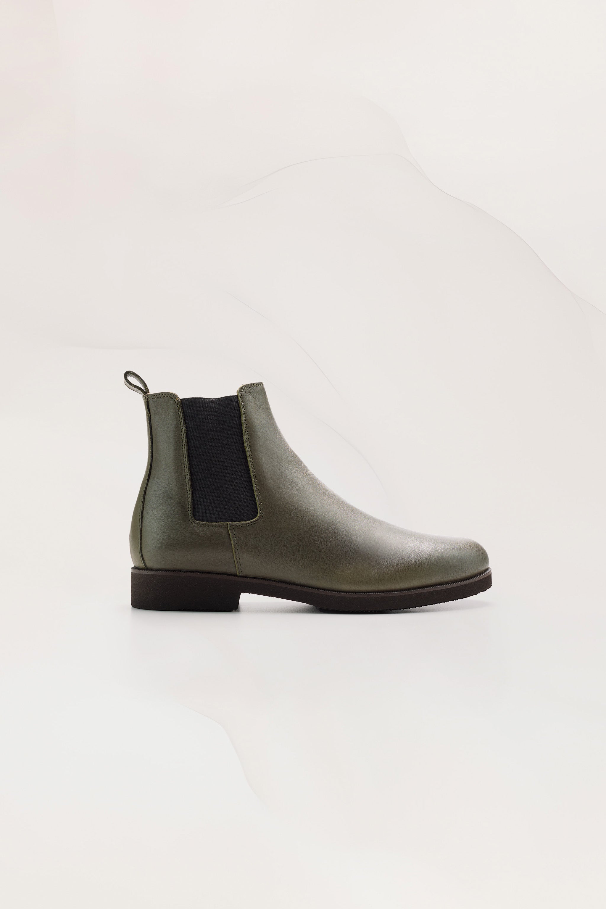 Womens Chelsea Boots in Military Green Calf