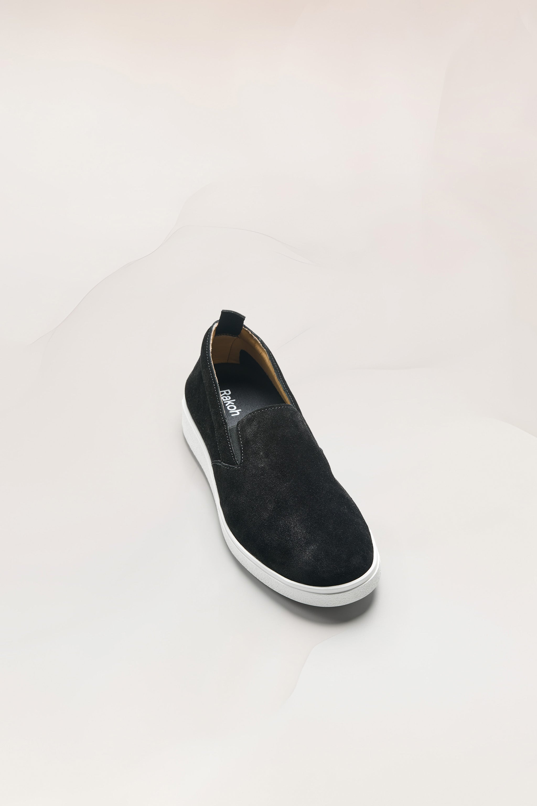 Mens Slip On Sneakers in Black Suede