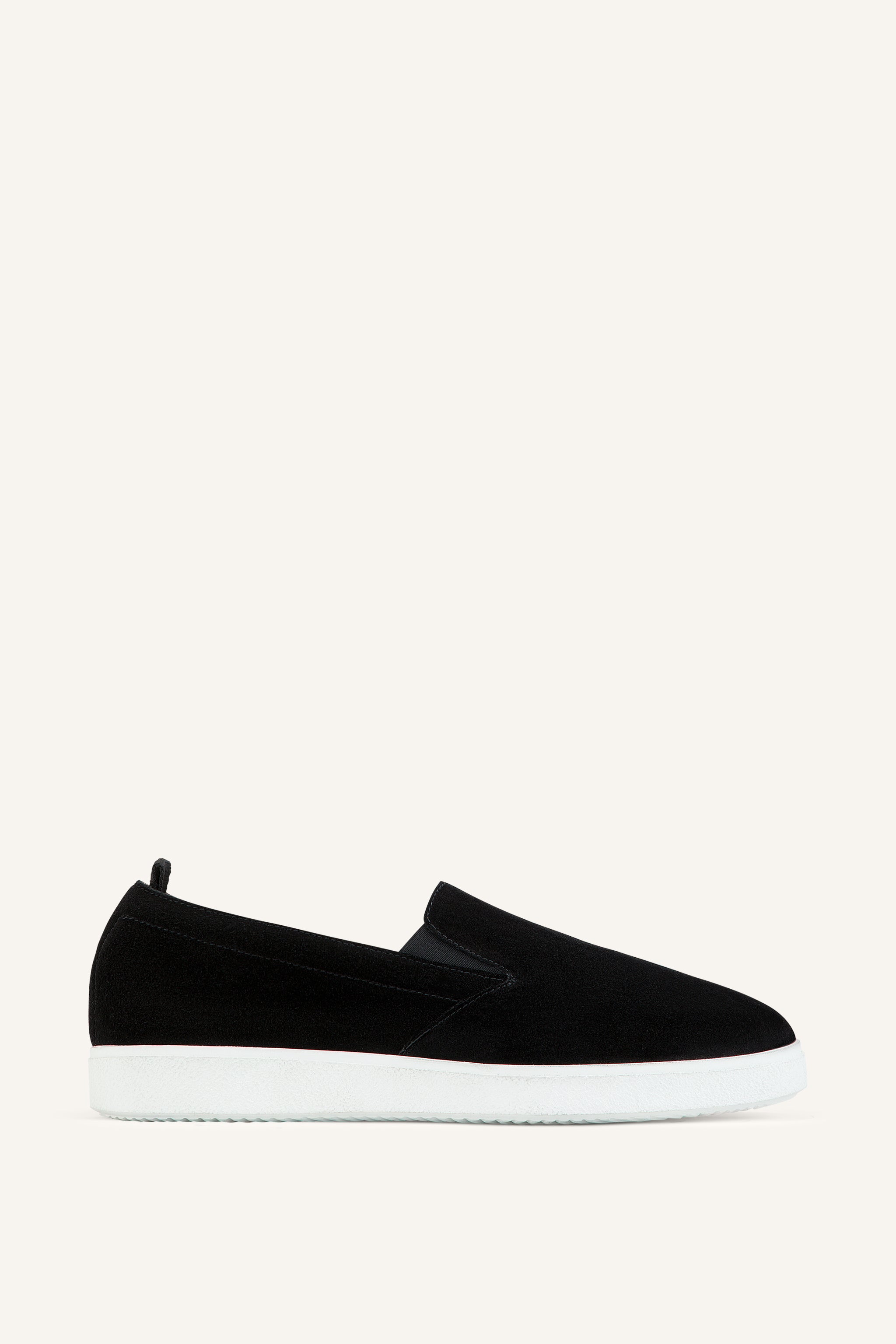 Mens Montauk Slip On Sneakers in Black Suede