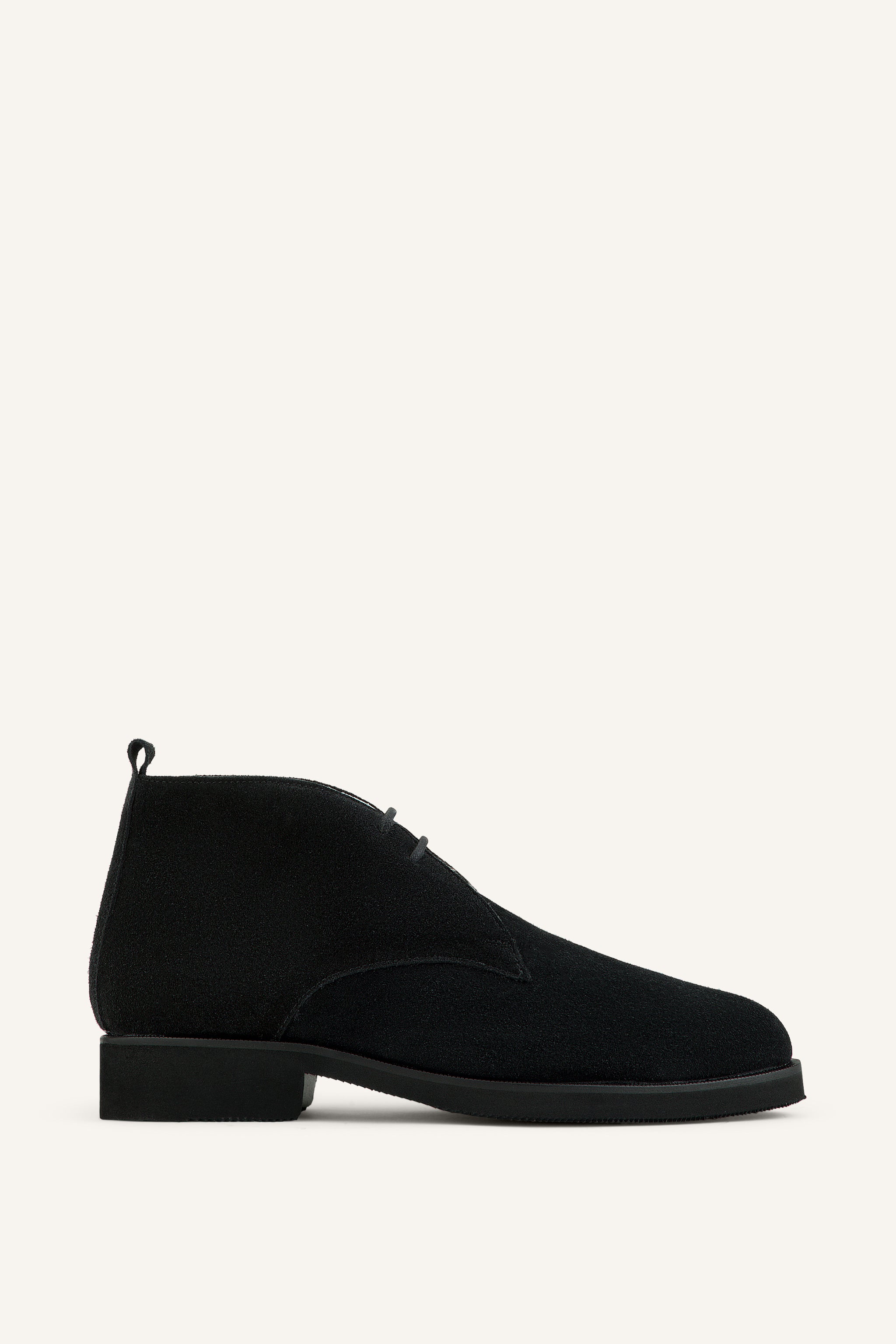 Mens Charles Desert Boots in Black Suede with Shearling Lining