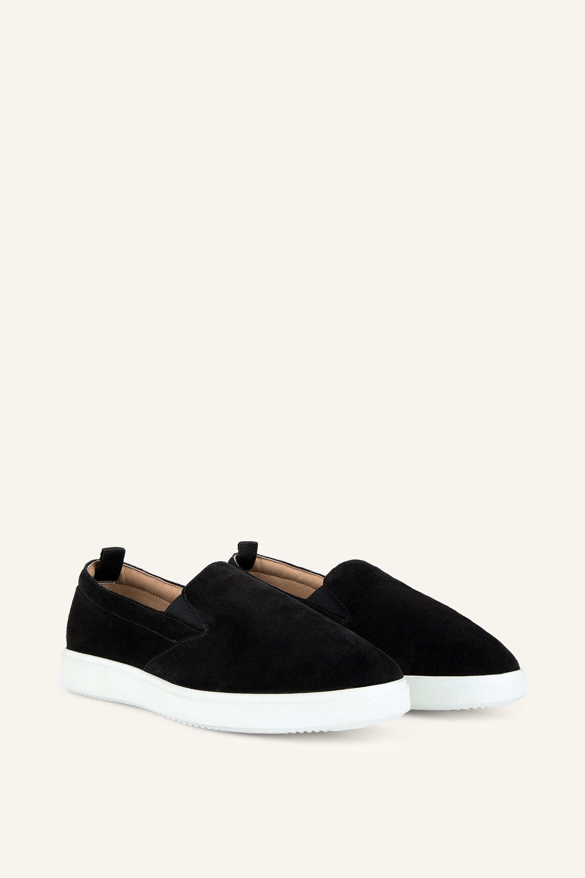 Mens Montauk Slip On Sneakers in Black Suede