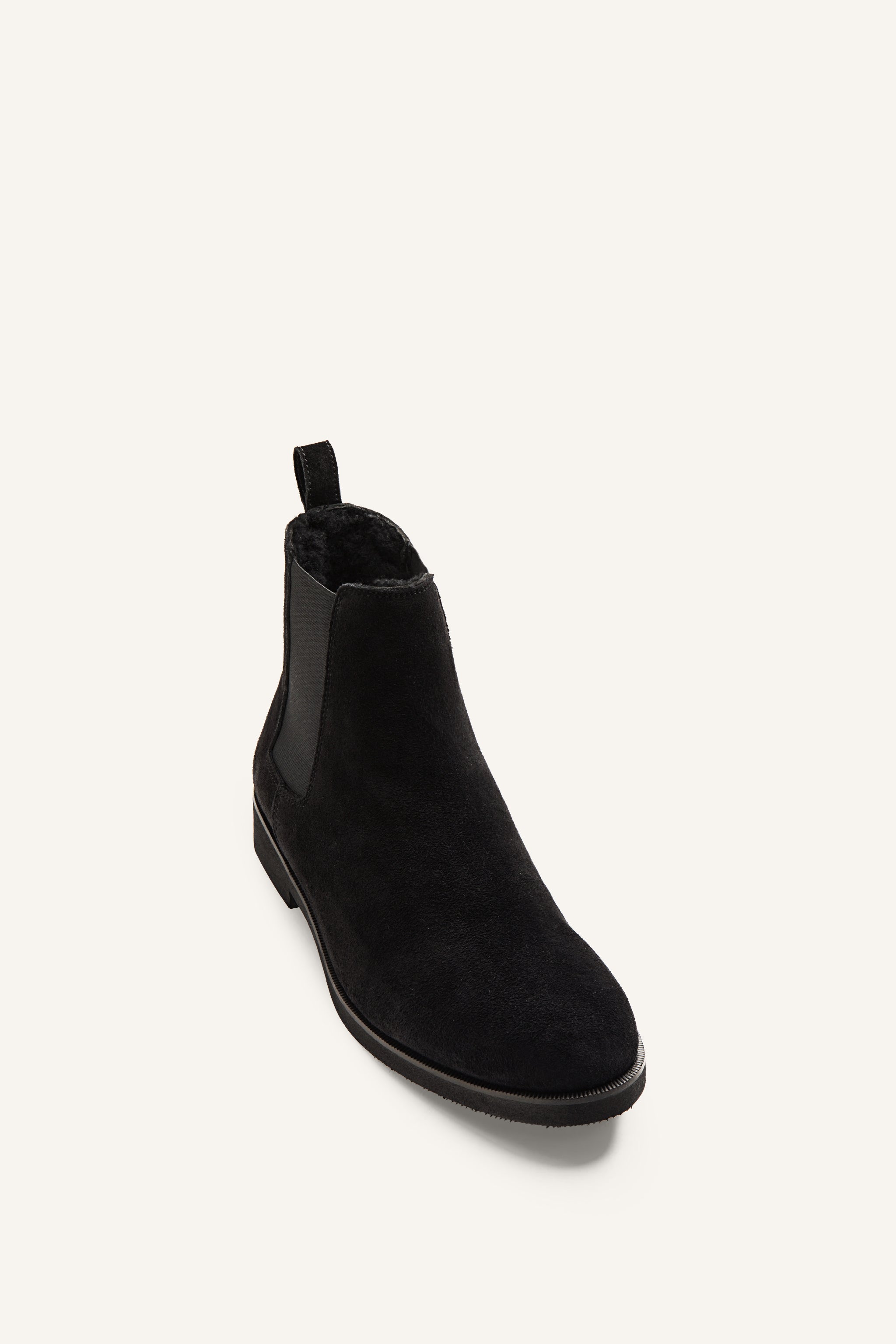 Women's Redford Chelsea Boots in Black Waterproof Suede with Shearling Lining