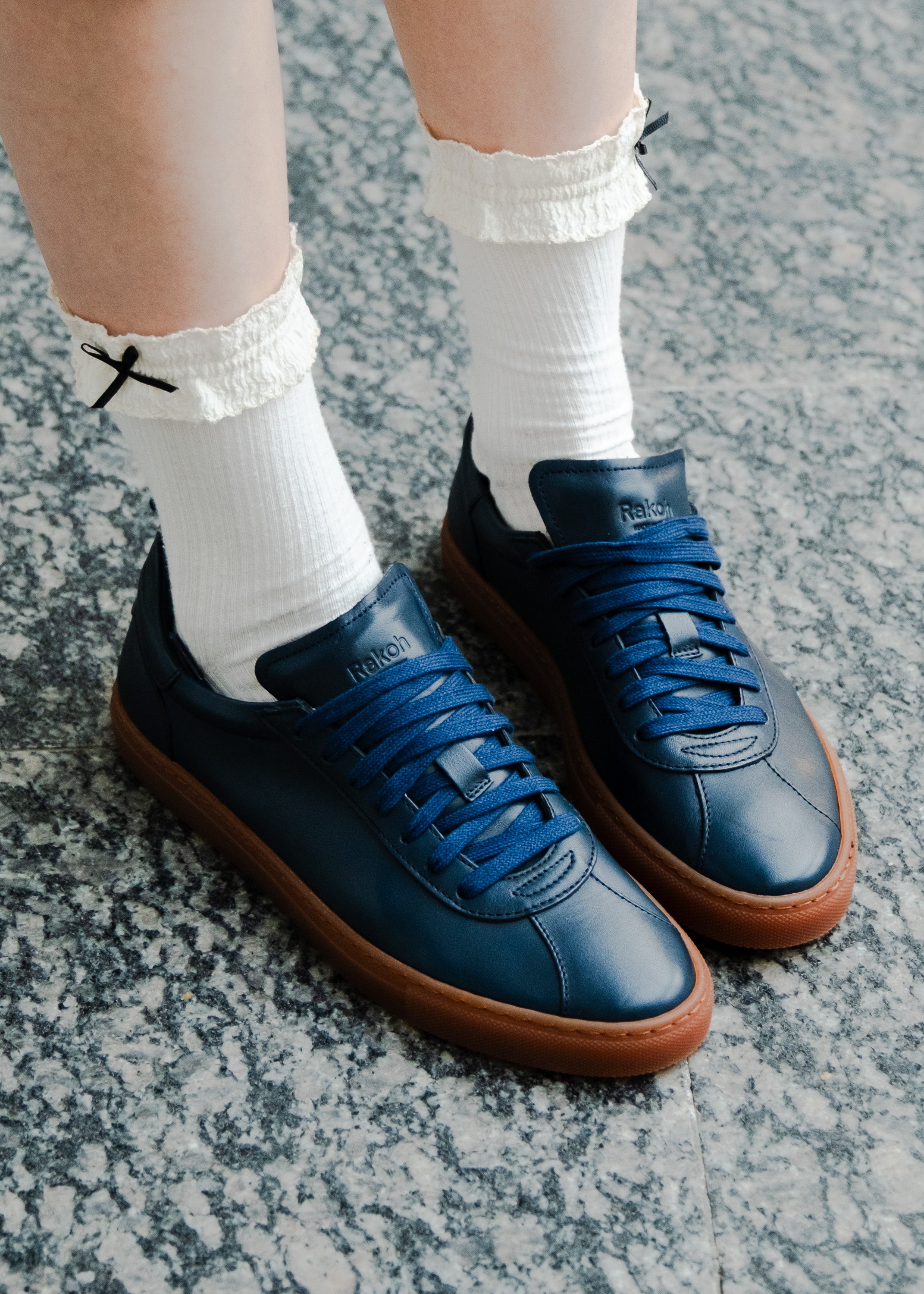 Women's James Lace Up Sneakers in Navy Leather