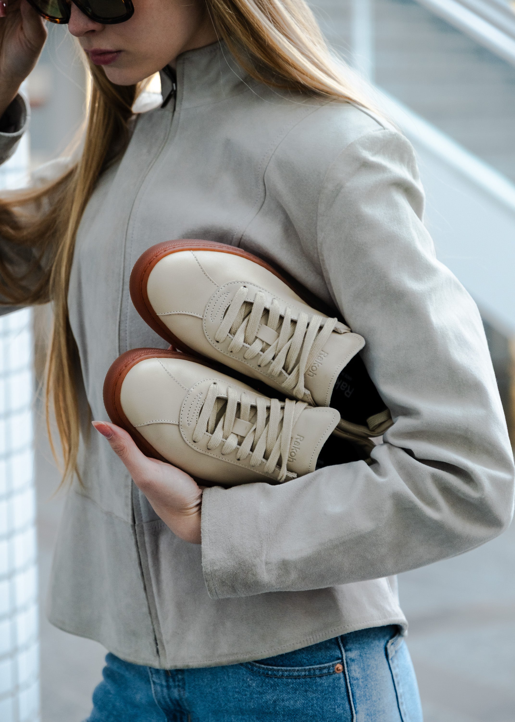 Women's James Lace Up Sneakers in Cream Leather